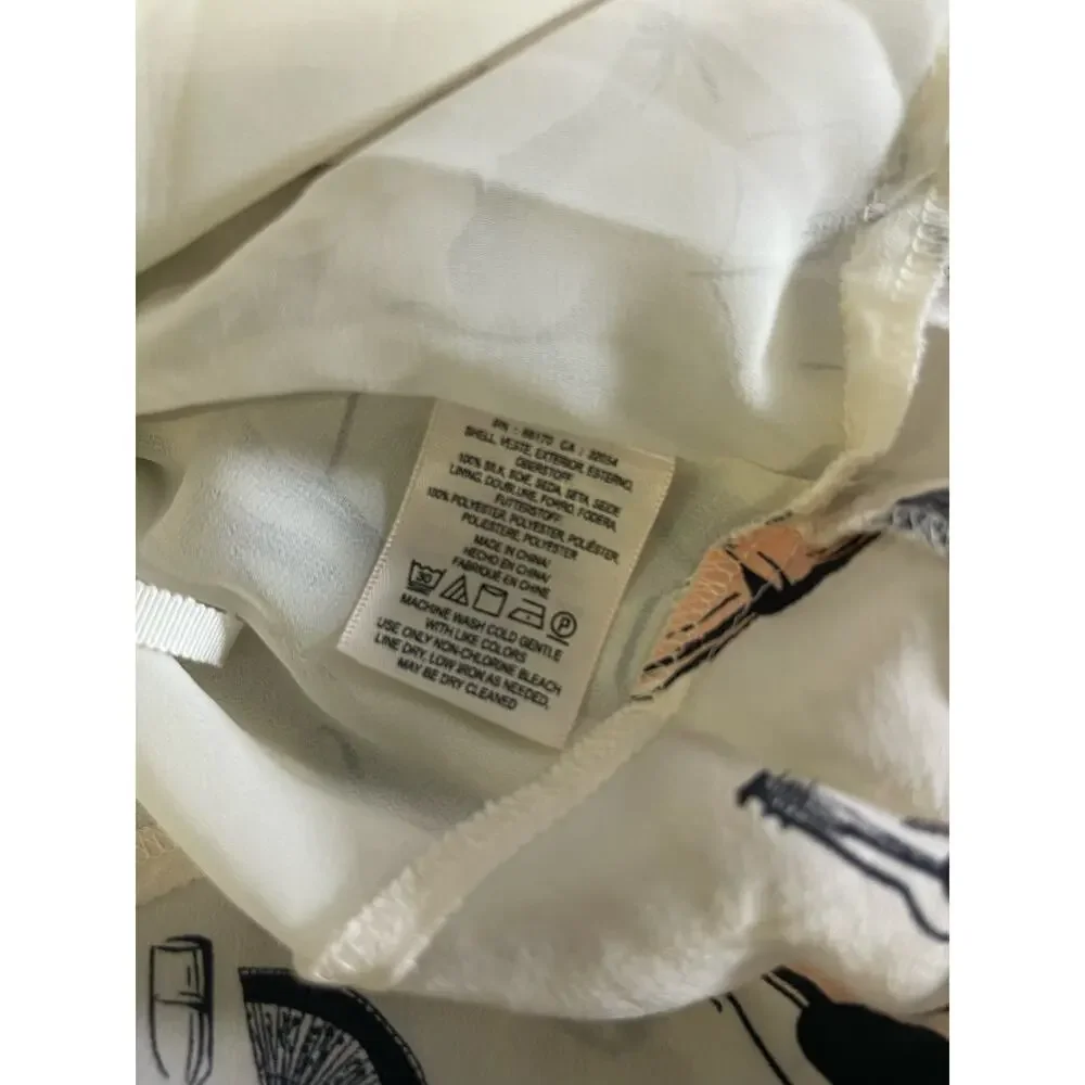 Maeve Anthropologie Women's Blouse Size 6 Cream Printed 100% Silk - Picture 4 of 5